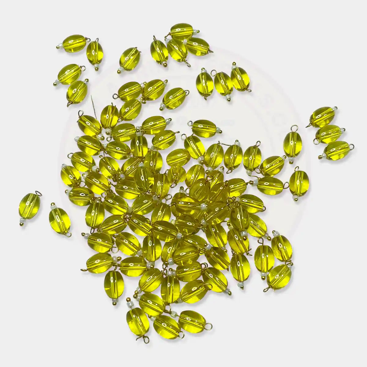 Hanging Beads Oval Shape Readymade Hook (8mmx6mm) Yellow Color
