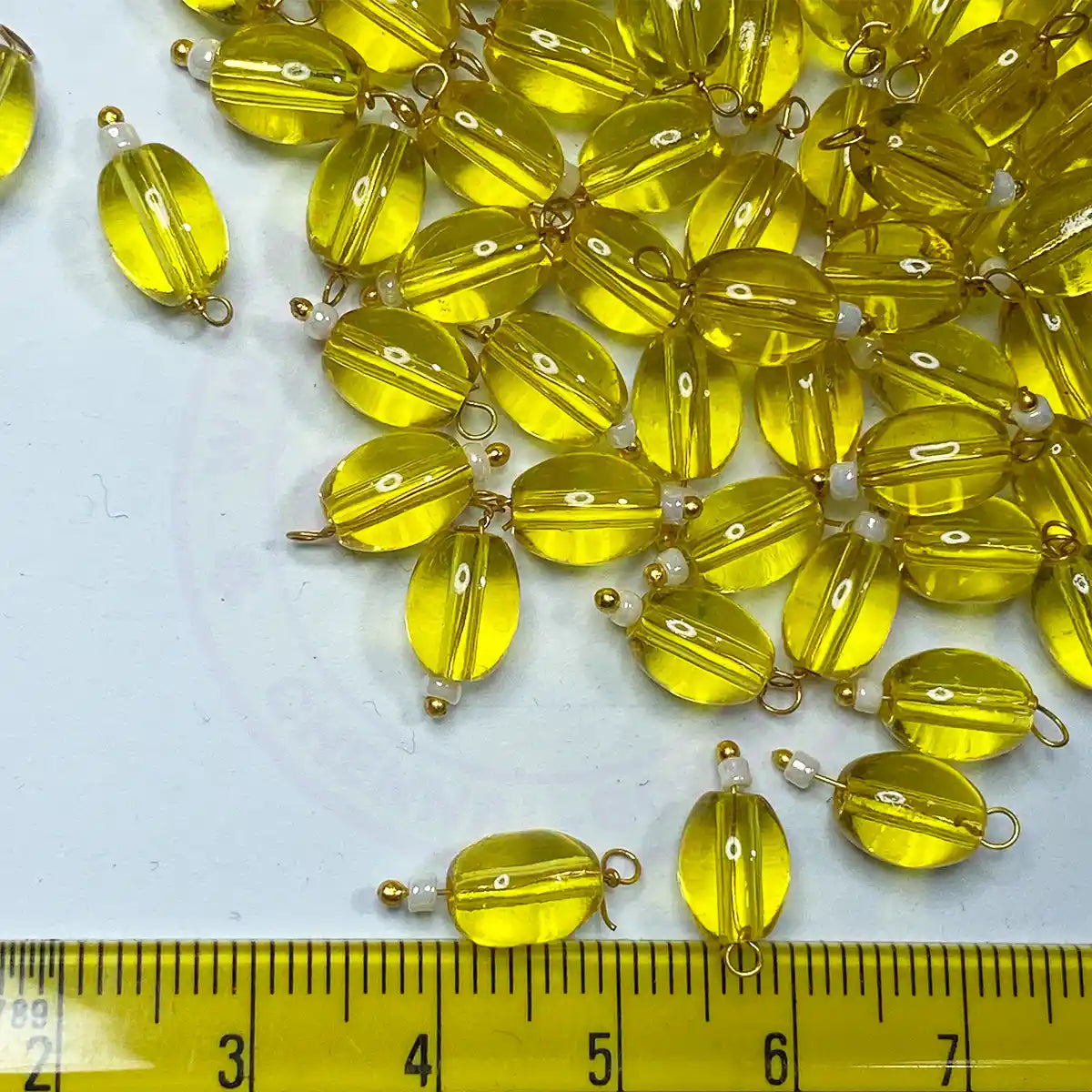 Hanging Beads Oval Shape Readymade Hook (8mmx6mm) Yellow Color