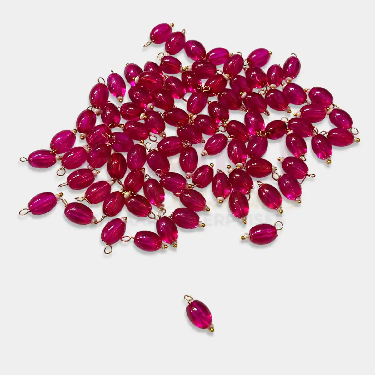 Hanging Beads Oval Shape Readymade Hook (8mmx6mm) Glassy Rose Color