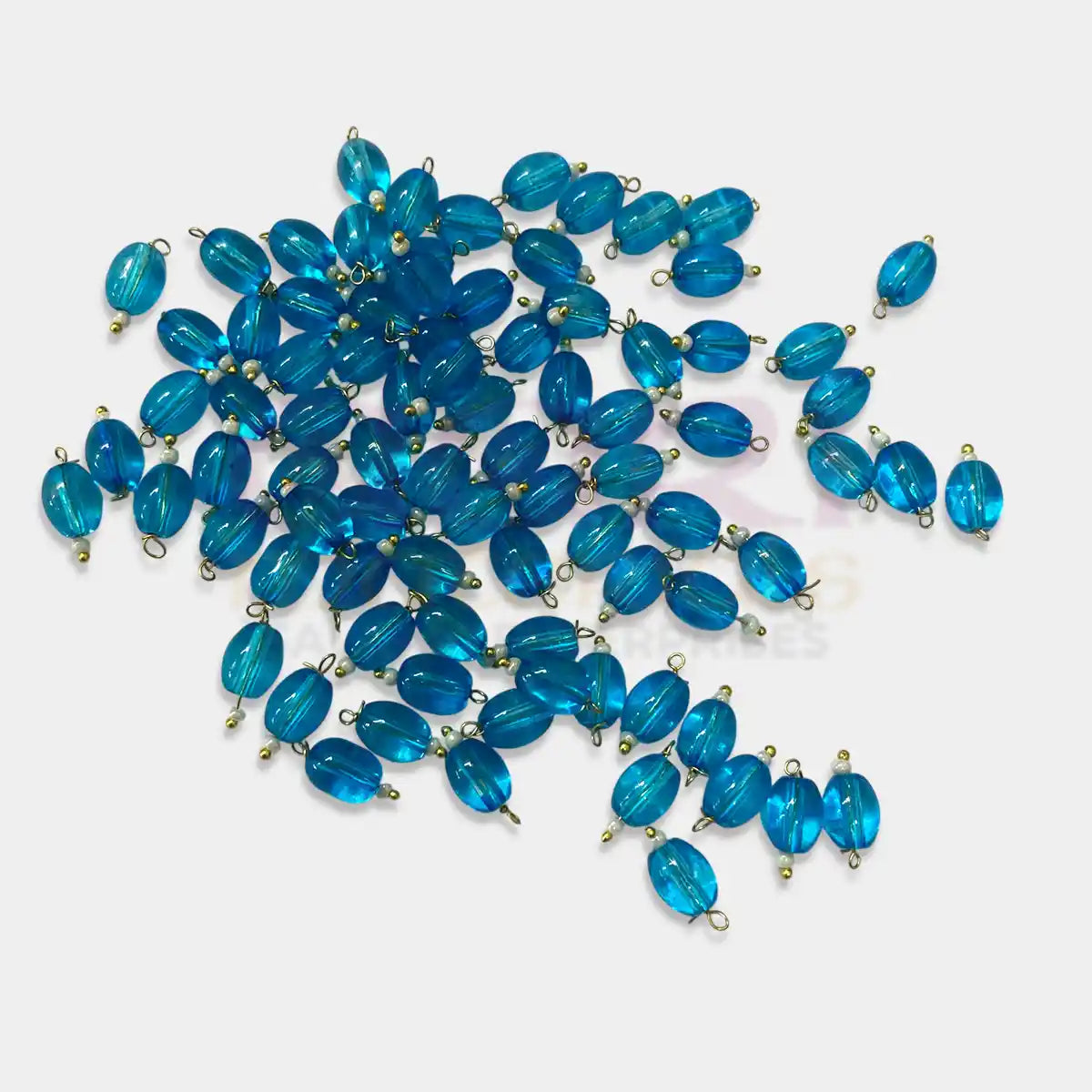 Hanging Beads Oval Shape Readymade Hook (8mmx6mm) Sky Blue Color