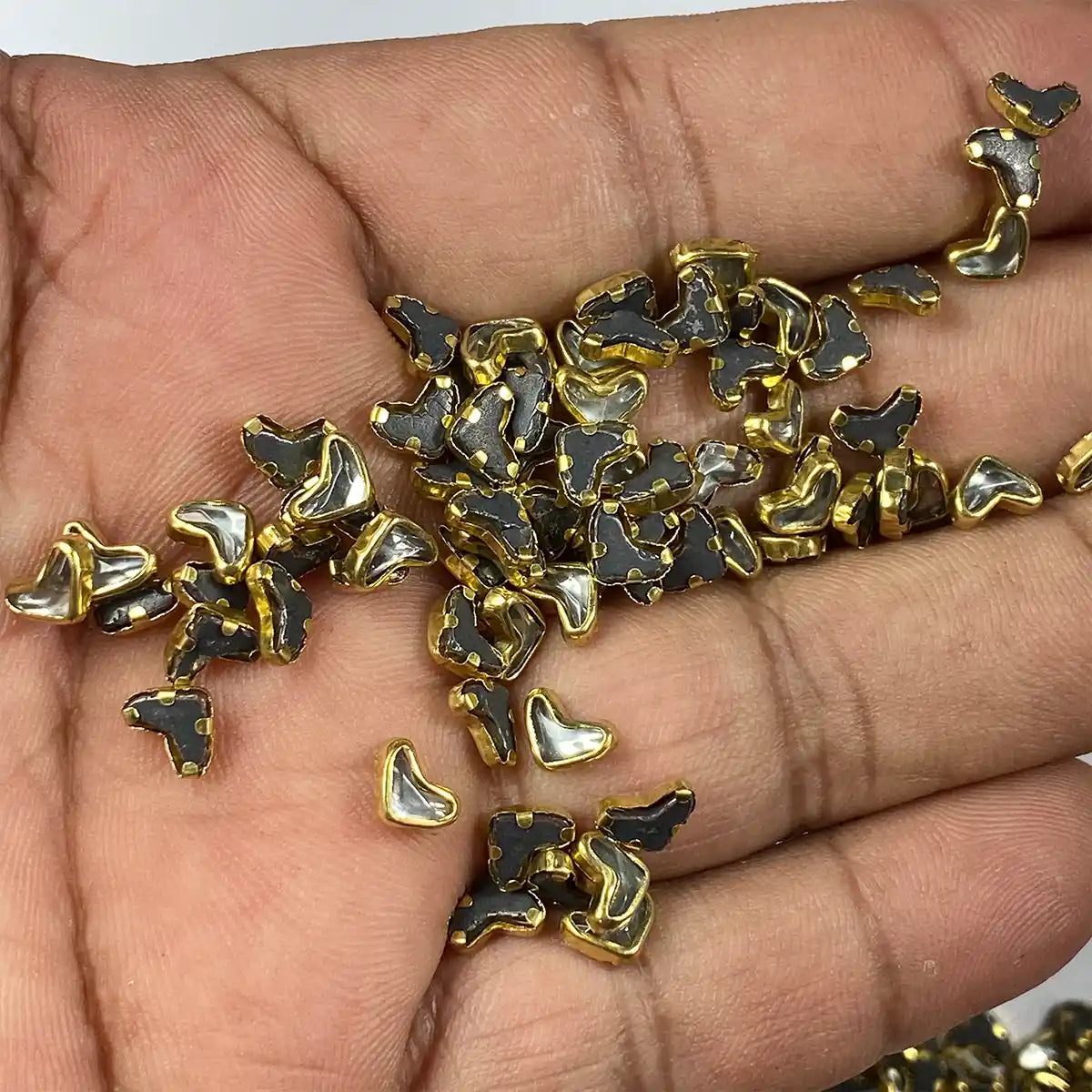 Heart or V Shape White Color Kundan Stones - 25grams