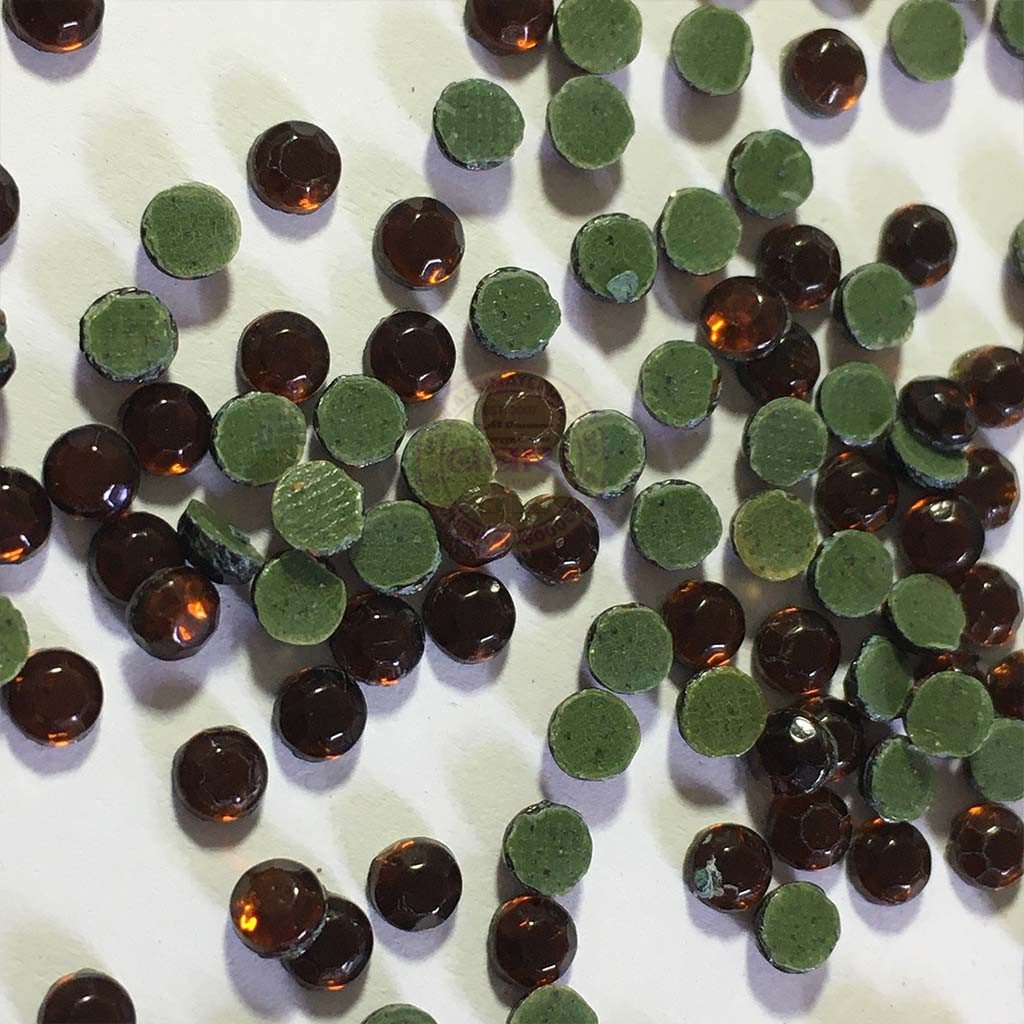 Hotfix Kundan Stone Round Shape 3mm Color Dark Orange (10grams)