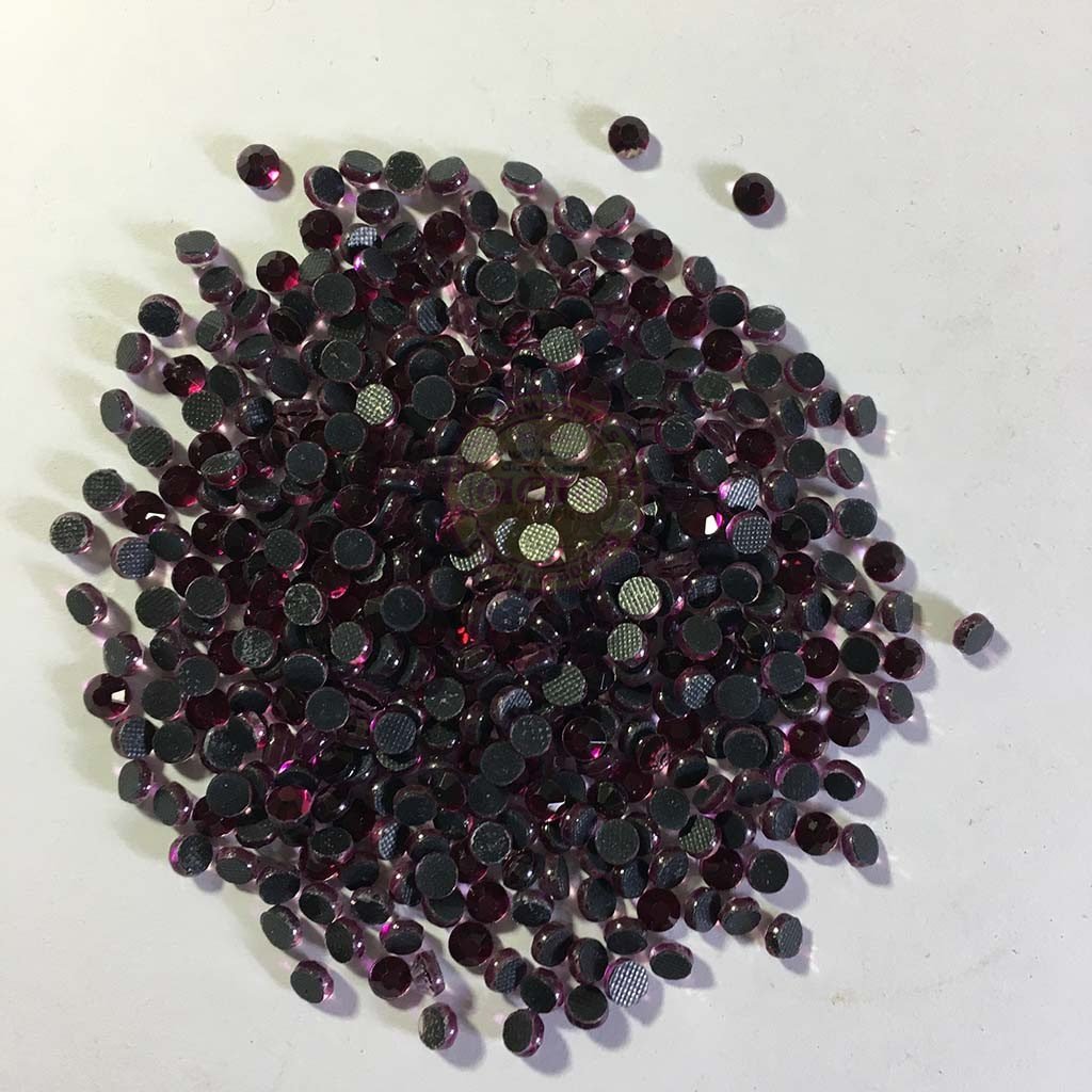 Hotfix Kundan Stone Round Shape 3mm Color Rose (10grams)