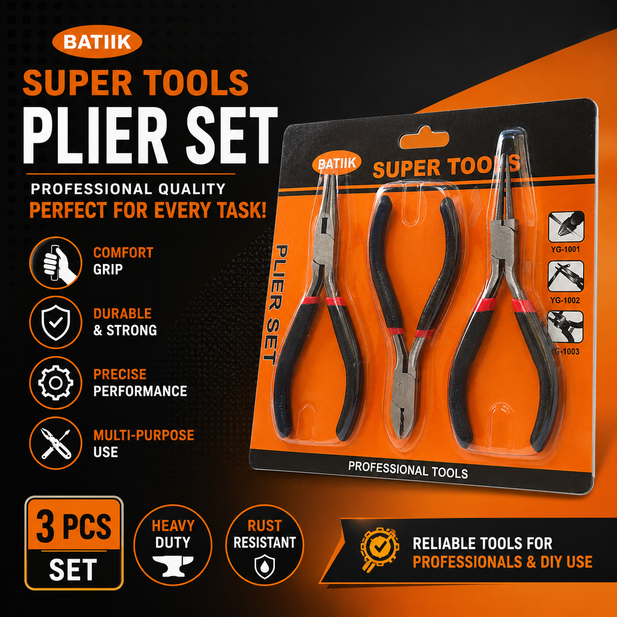 Professional Jewellery Making Tool Set – 3 Piece Plier Kit