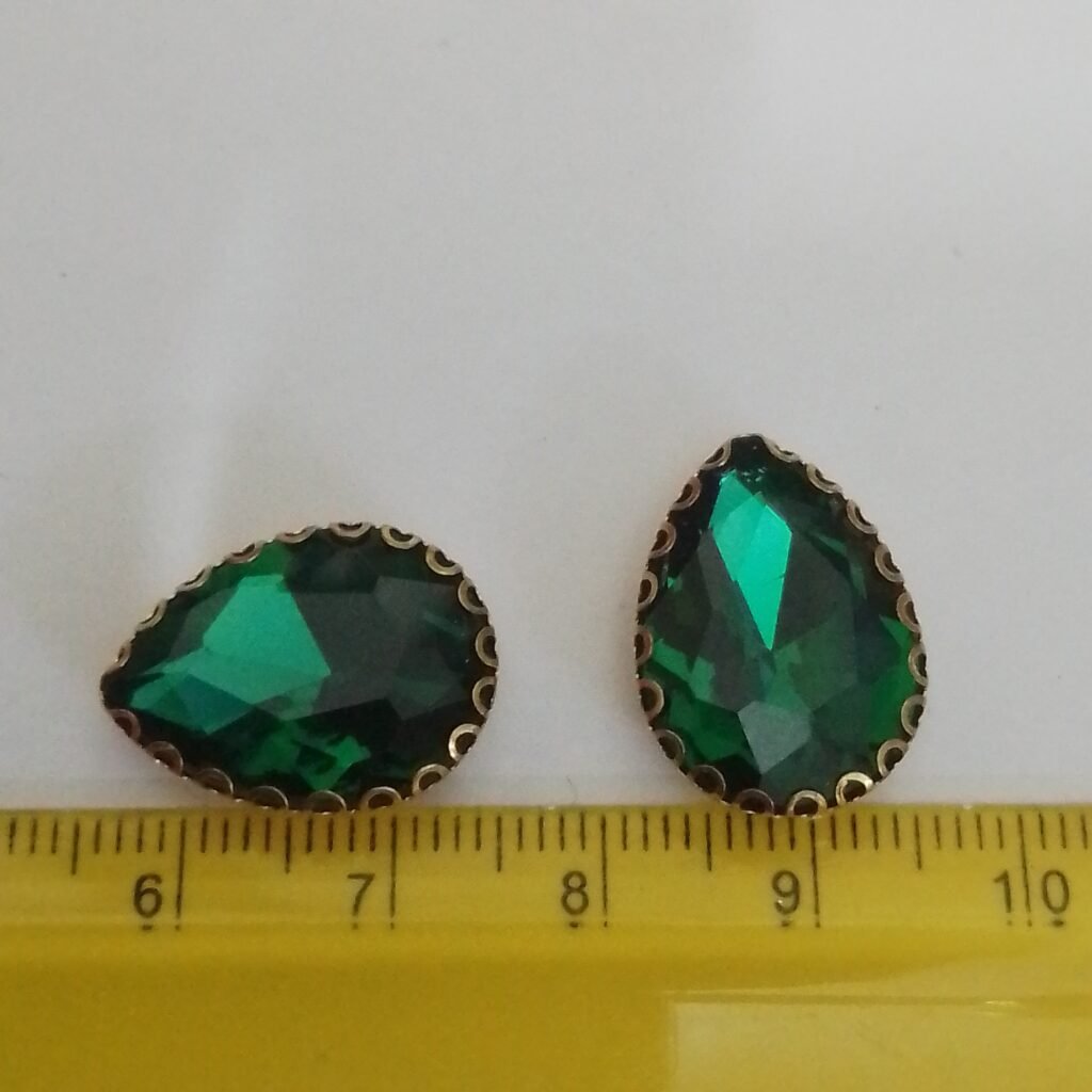 Clip Stone Green Color 18x14mm Drop Shape (1pc)