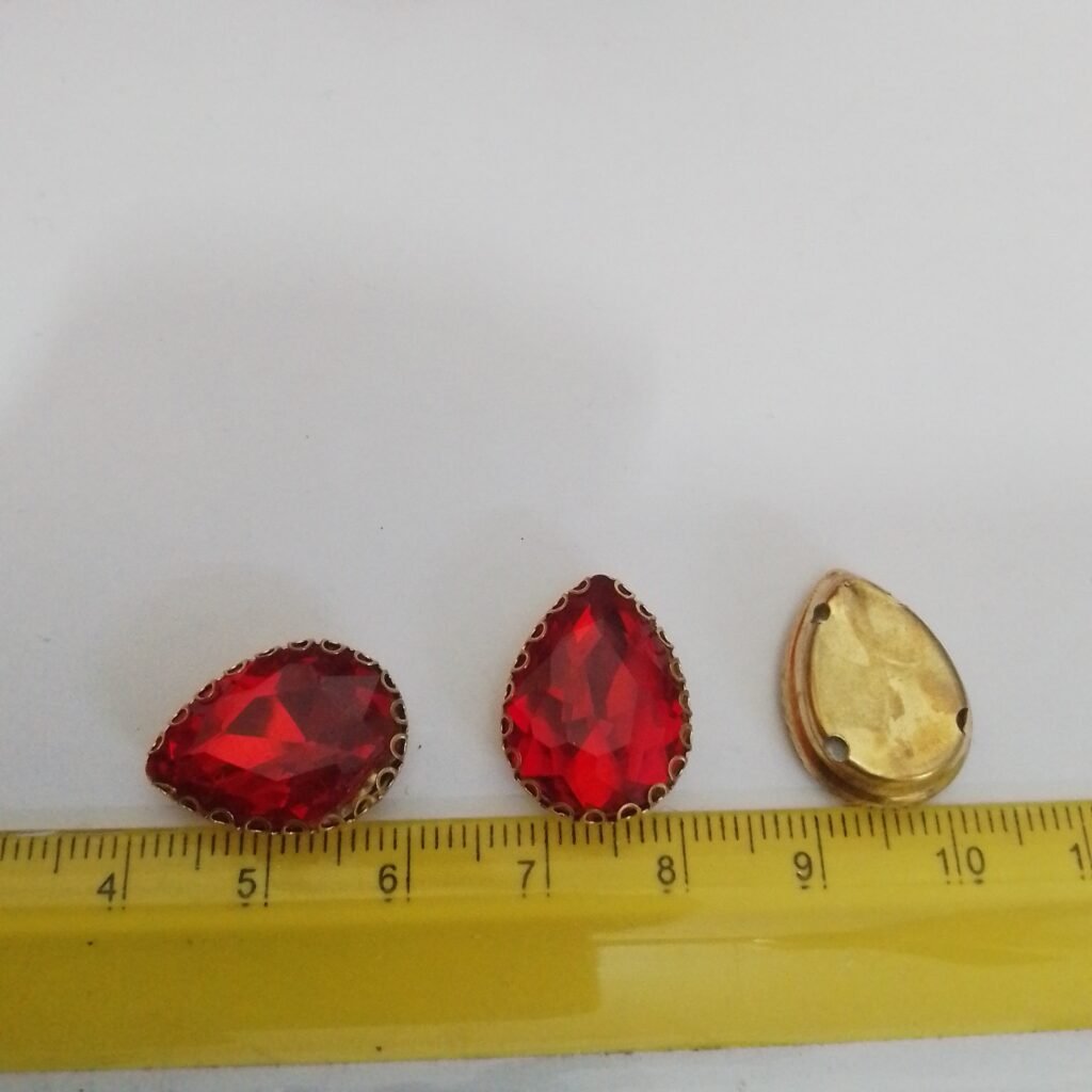 Clip Stone Red Color 18x14mm Drop Shape (1pc)