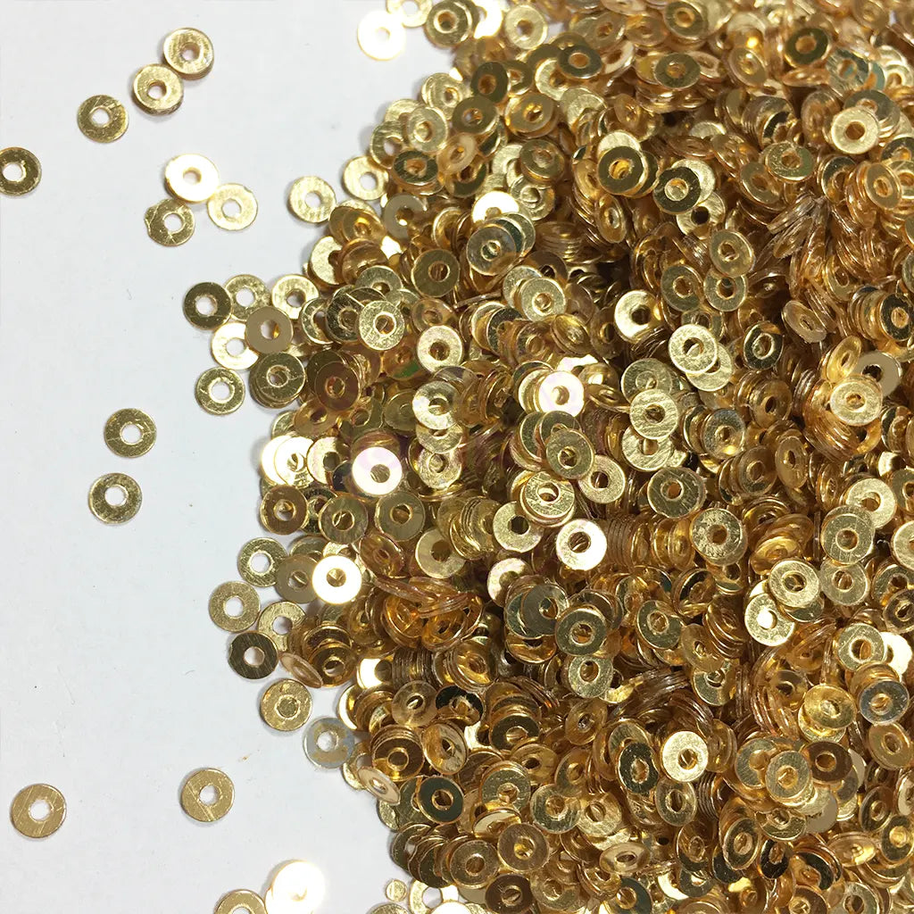 Jamki or Chamki Sequence or Round Shape Sewing Sequins 3MM Gold Color (10g)