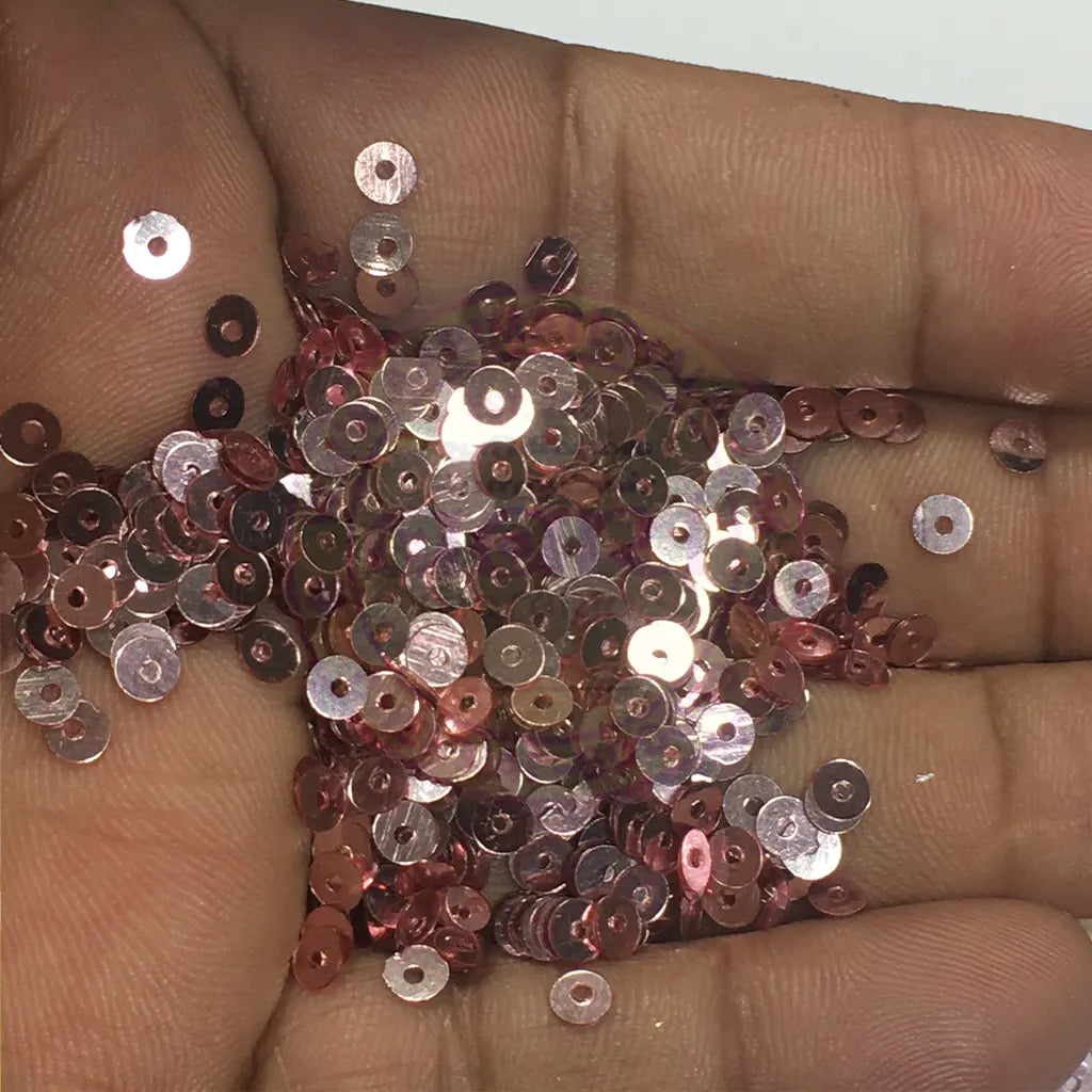 Jamki or Chamki Sequence or Round Shape Sewing Sequins 4MM Rose Gold (10g)