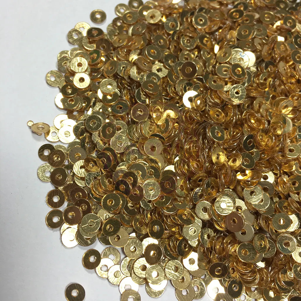Jamki or Chamki Sequence or Round Shape Sewing Sequins Color Gold 4MM (10g)