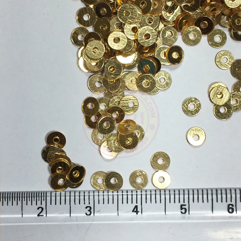 Jamki or Chamki Sequence or Round Shape Sewing Sequins Color Gold 4MM (10g)
