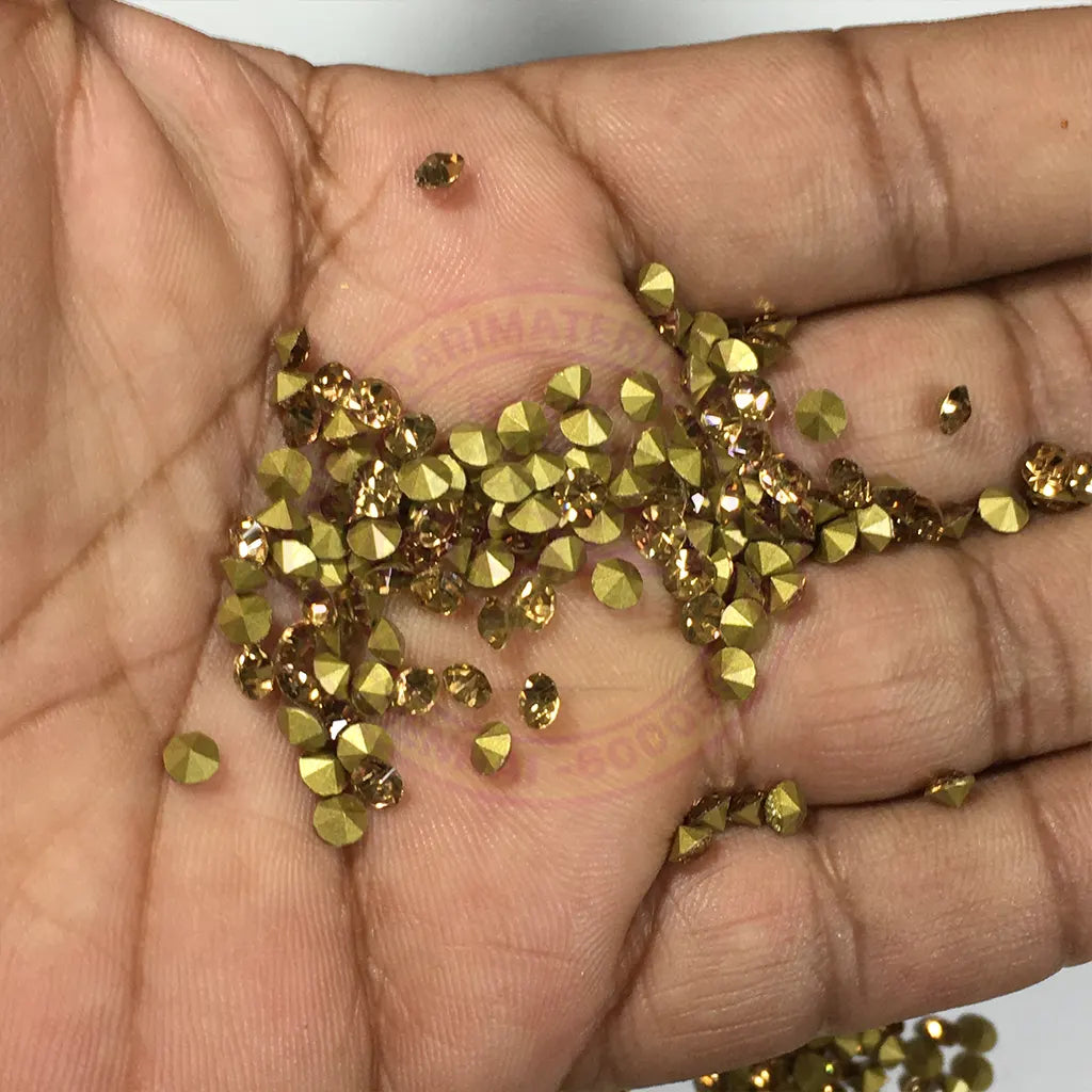 Jarkan Diamond Stone Full Gold Color 10gram (Size SS16) Glass