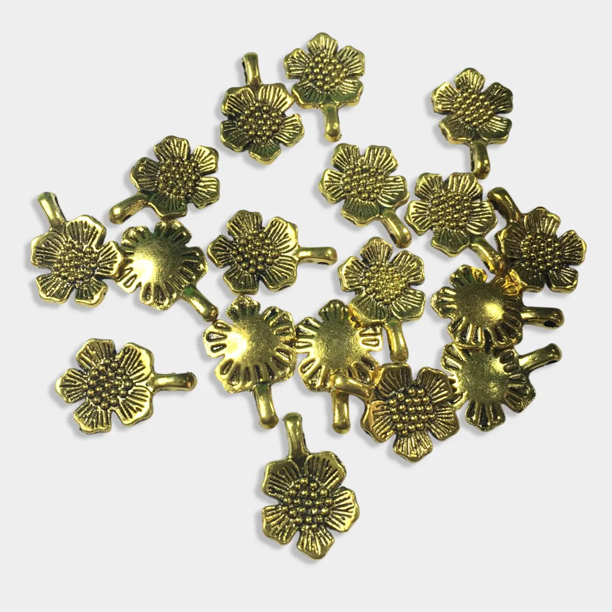 Jewellery Making Metal Charms - Findings (Gold Flower Pendant, Pack of  6 Pieces)