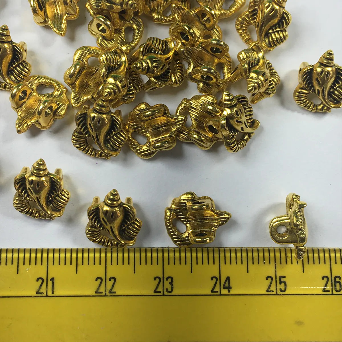 Jewellery Making Metal Charms - Findings (Gold Ganesh, Pack of 12 Pieces)