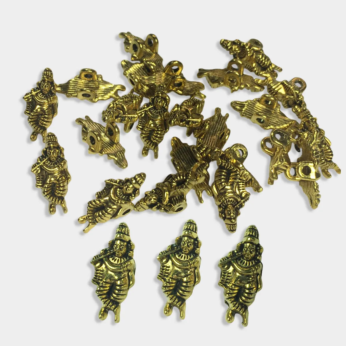 Jewellery Making Metal Charms - Findings (Gold Krishna, Pack of 10 Pieces)