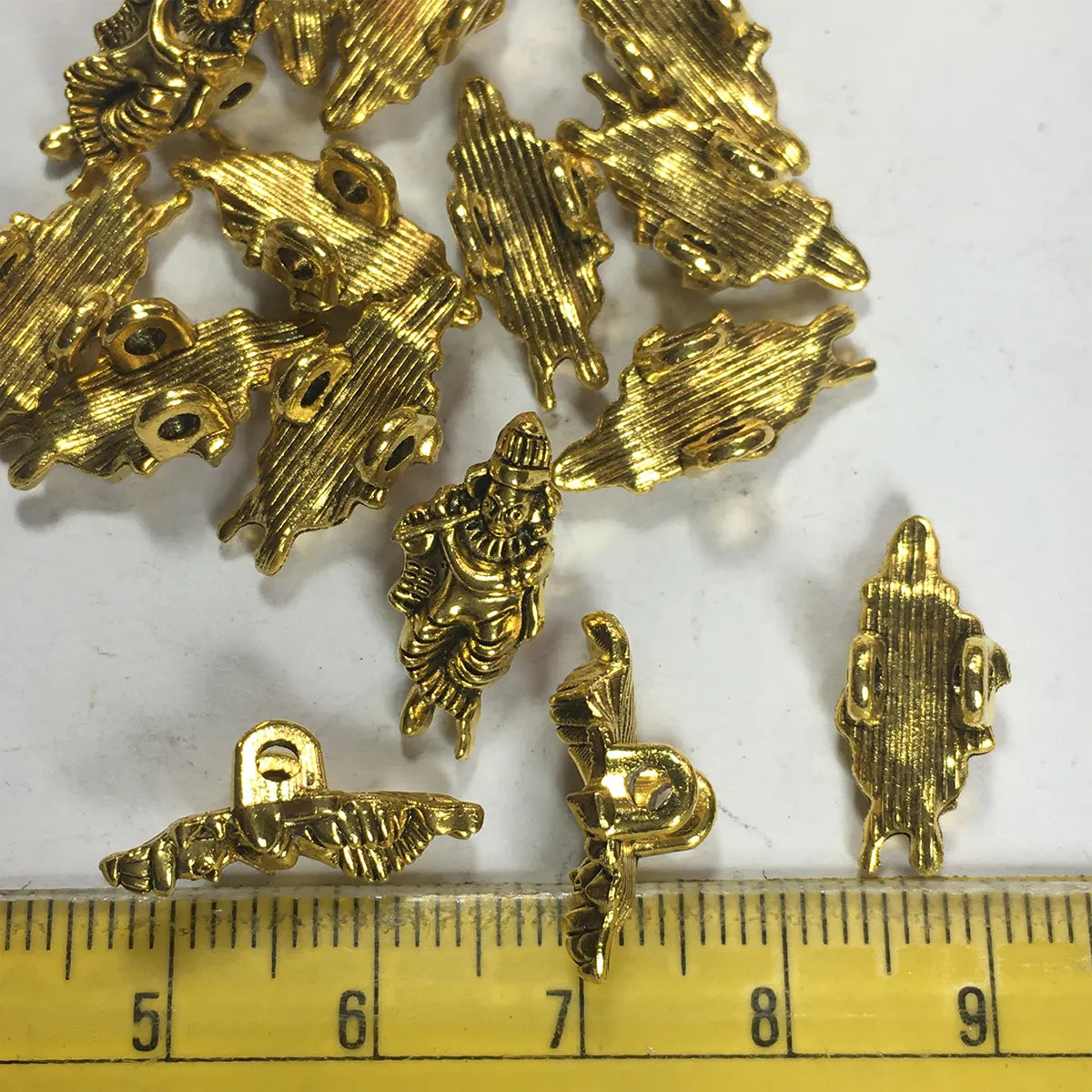 Jewellery Making Metal Charms - Findings (Gold Krishna, Pack of 10 Pieces)