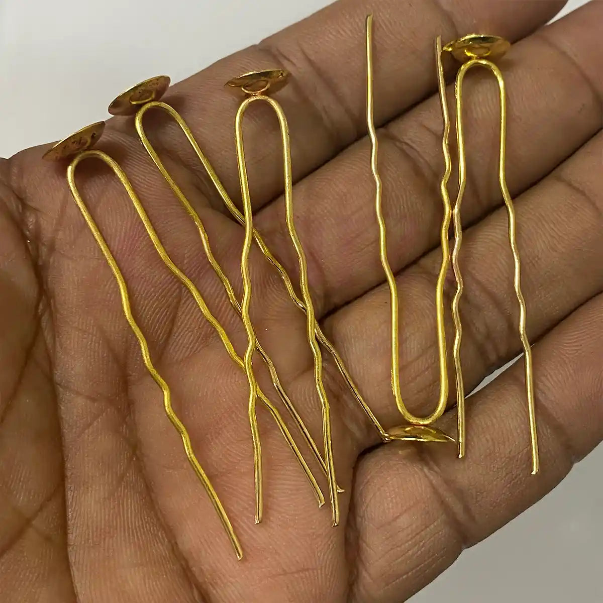 Juda U-Shaped With Cup Bobby Pins Gold Plated (Pack of 5pcs)