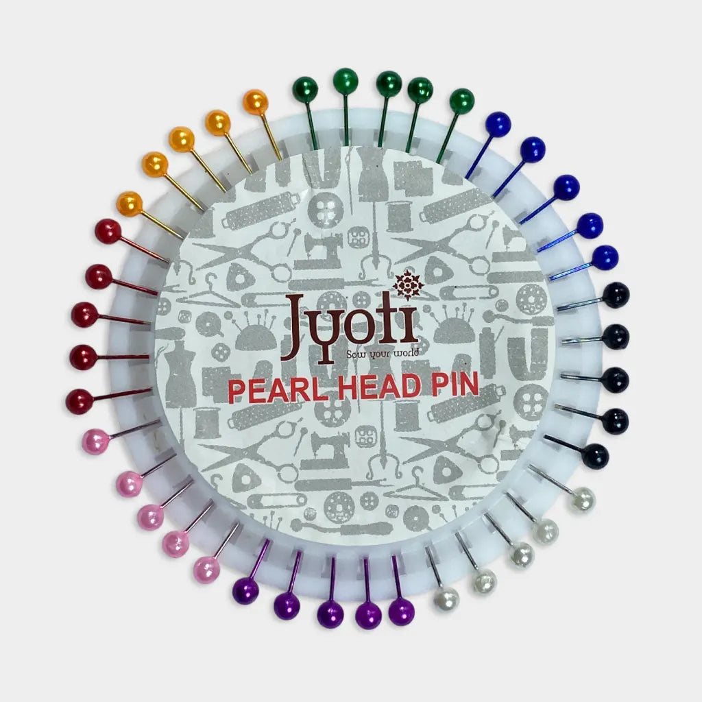 Jyoti Pearl Head Pins 38mm Round Multicolored (40 Pins) for Tailoring pack of 1