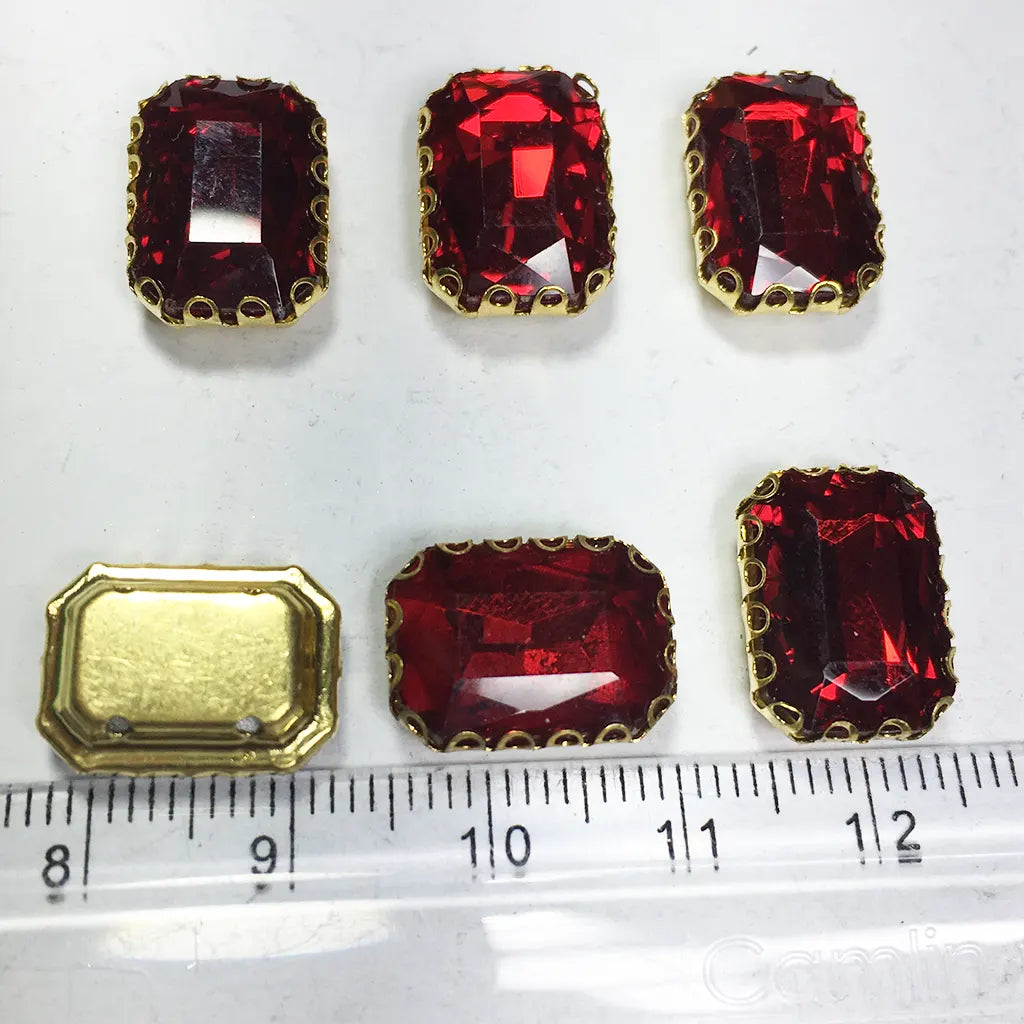 Kundan Clip Stone 14MMx10MM Rectangle Shape (1Piece)