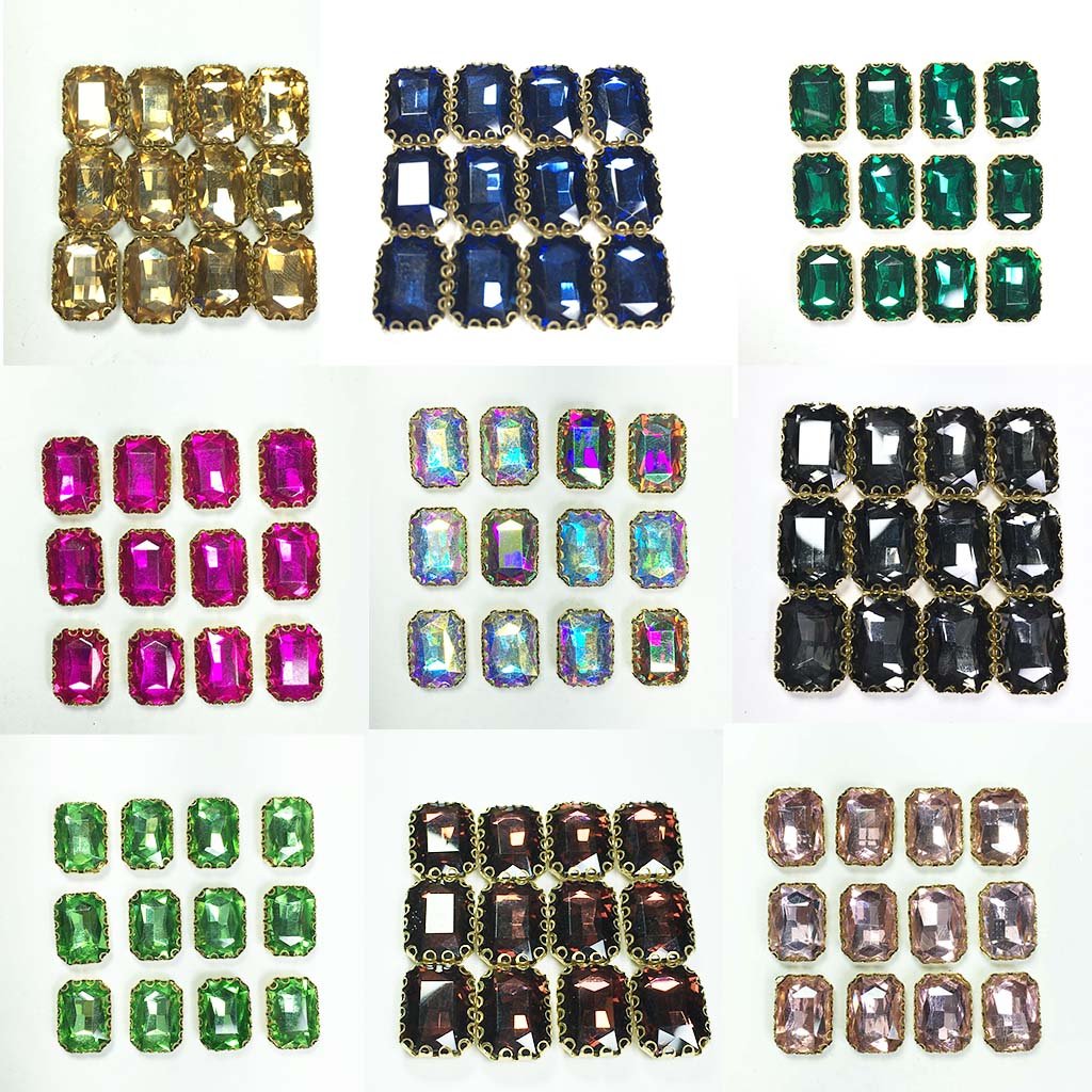 Kundan Clip Stone 14MMx10MM Rectangle Shape (1Piece)