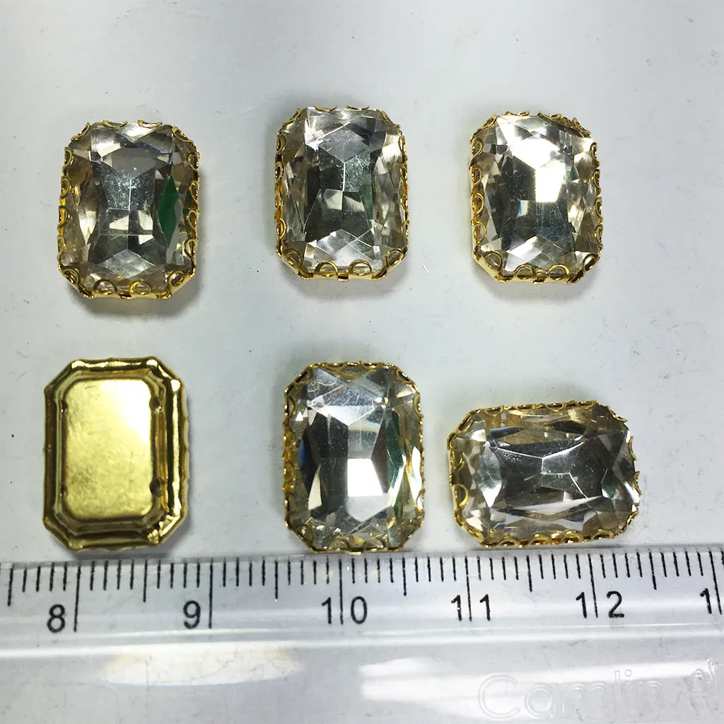 Kundan Clip Stone 14MMx10MM Rectangle Shape (1Piece)