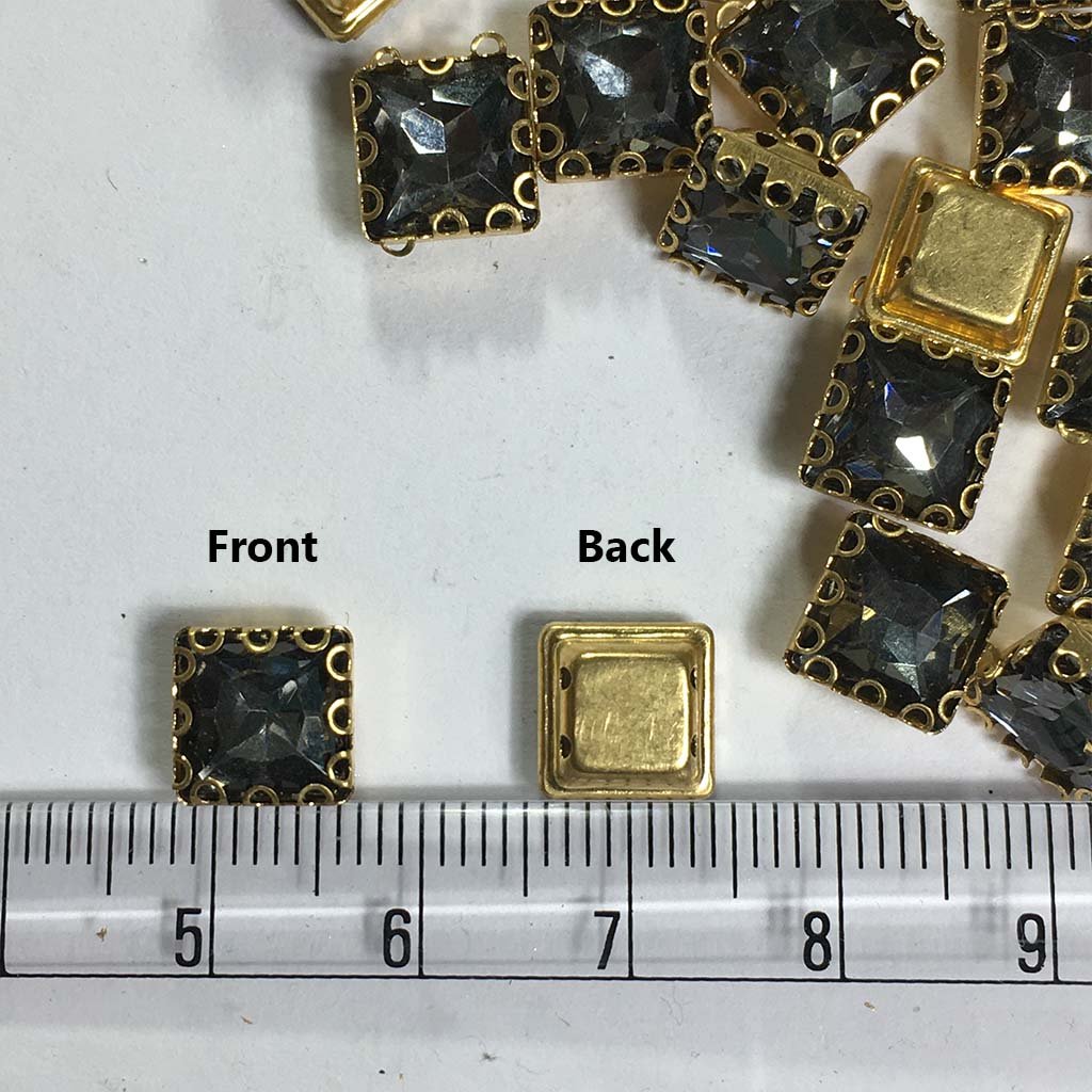 Kundan Clip Stone 8MM Square Shape (10Pieces) Black Color