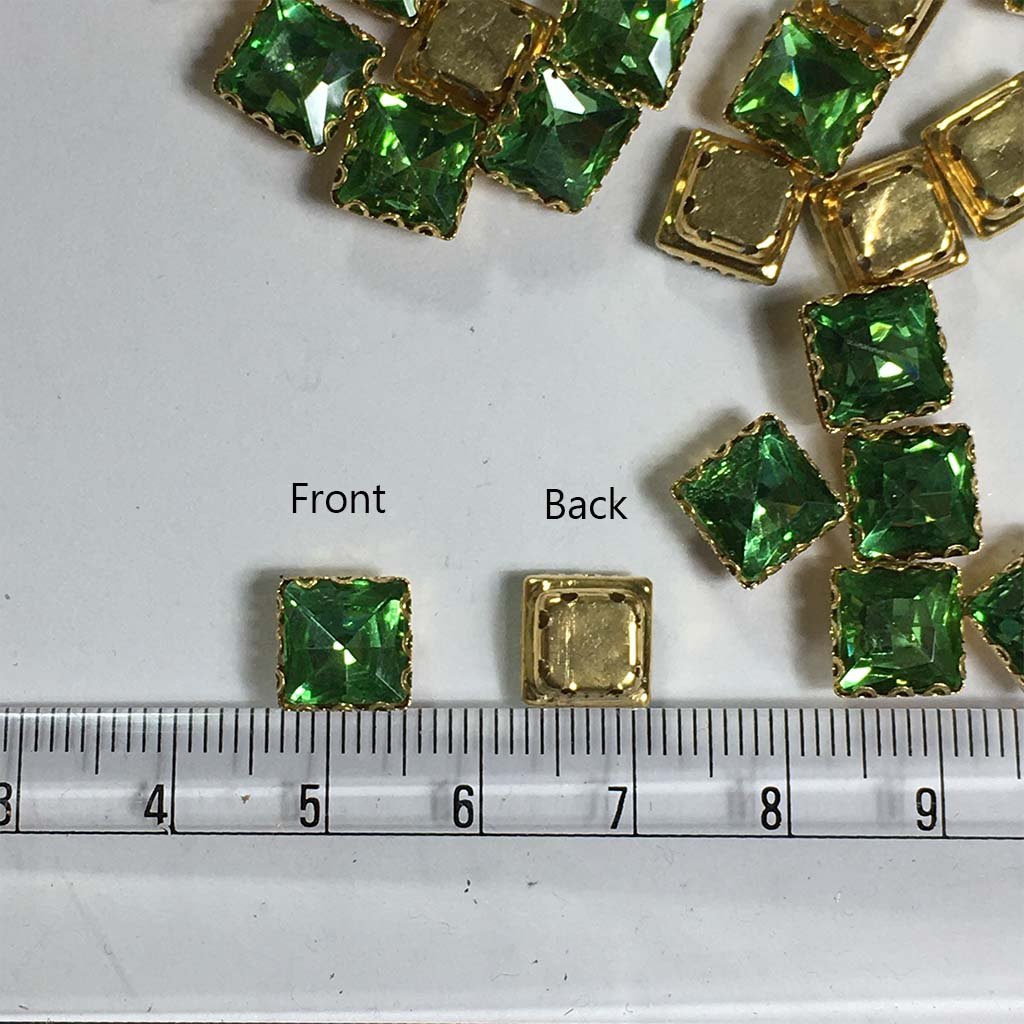 Kundan Clip Stone 8MM Square Shape (10Pieces) Light Green Color
