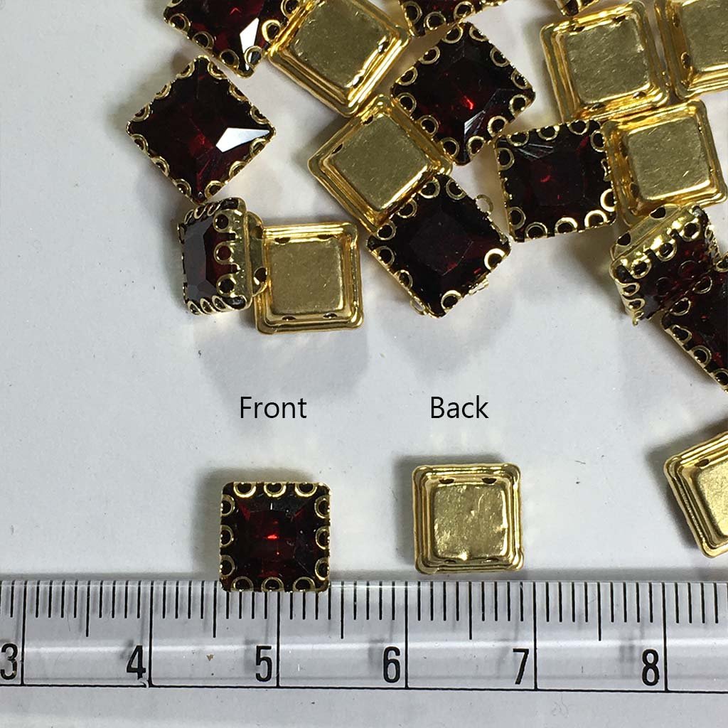 Kundan Clip Stone 8MM Square Shape (10Pieces) Maroon Red Color