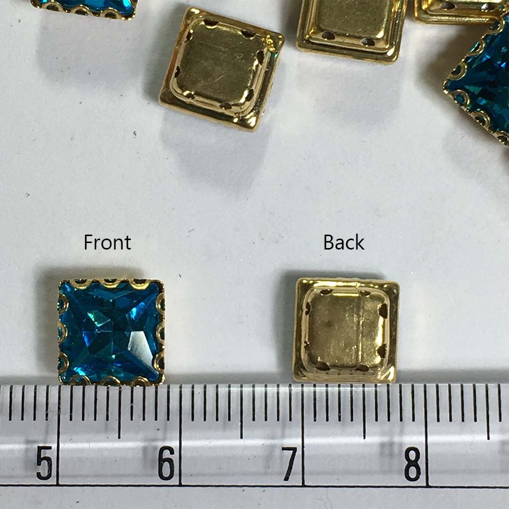Kundan Clip Stone 8MM Square Shape (10Pieces) Sky Blue Color