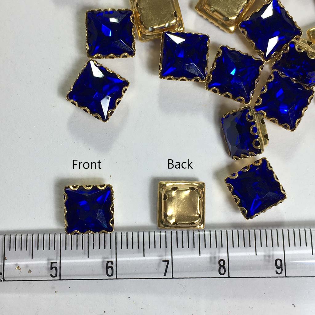 Kundan Clip Stone 8MM Square Shape (10Pieces) Blue Color