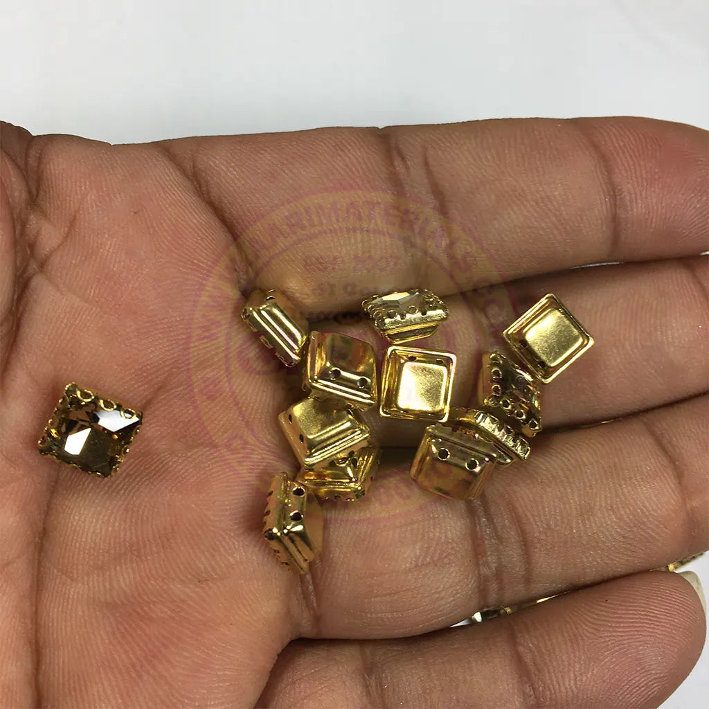 Kundan Clip Stone 8MM Square Shape Gold Color - Pack of 6 Pieces