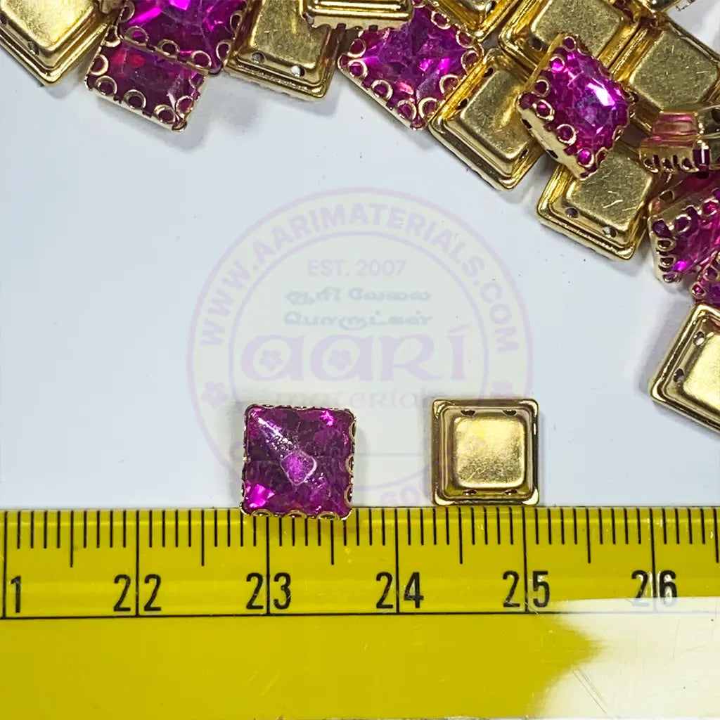 Kundan Clip Stone 8MM Square Shape Rose Color - Pack of 6 Pieces