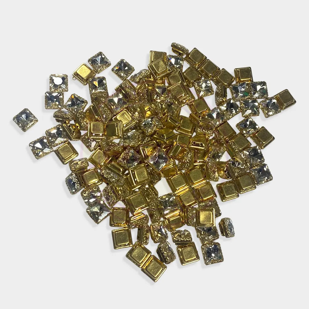 Kundan Clip Stone 8MM Square Shape White Color - Pack of 6 Pieces