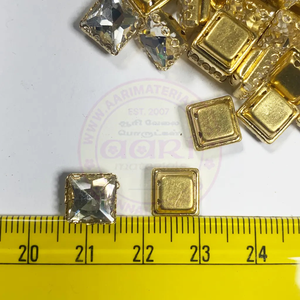 Kundan Clip Stone 8MM Square Shape White Color - Pack of 6 Pieces