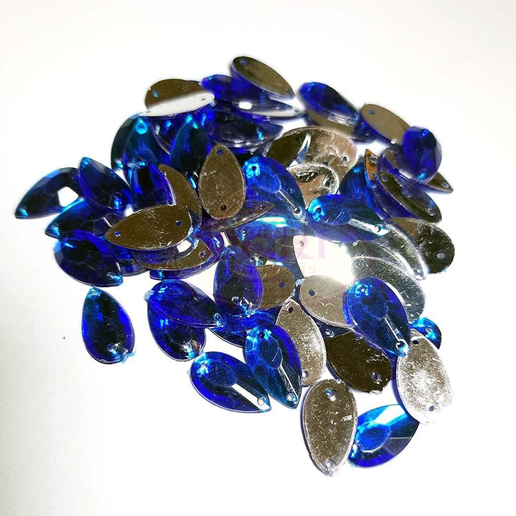 Kundan Stone Drop or Thilak Shape Crystal Cut (16X9mm) Blue 10grams
