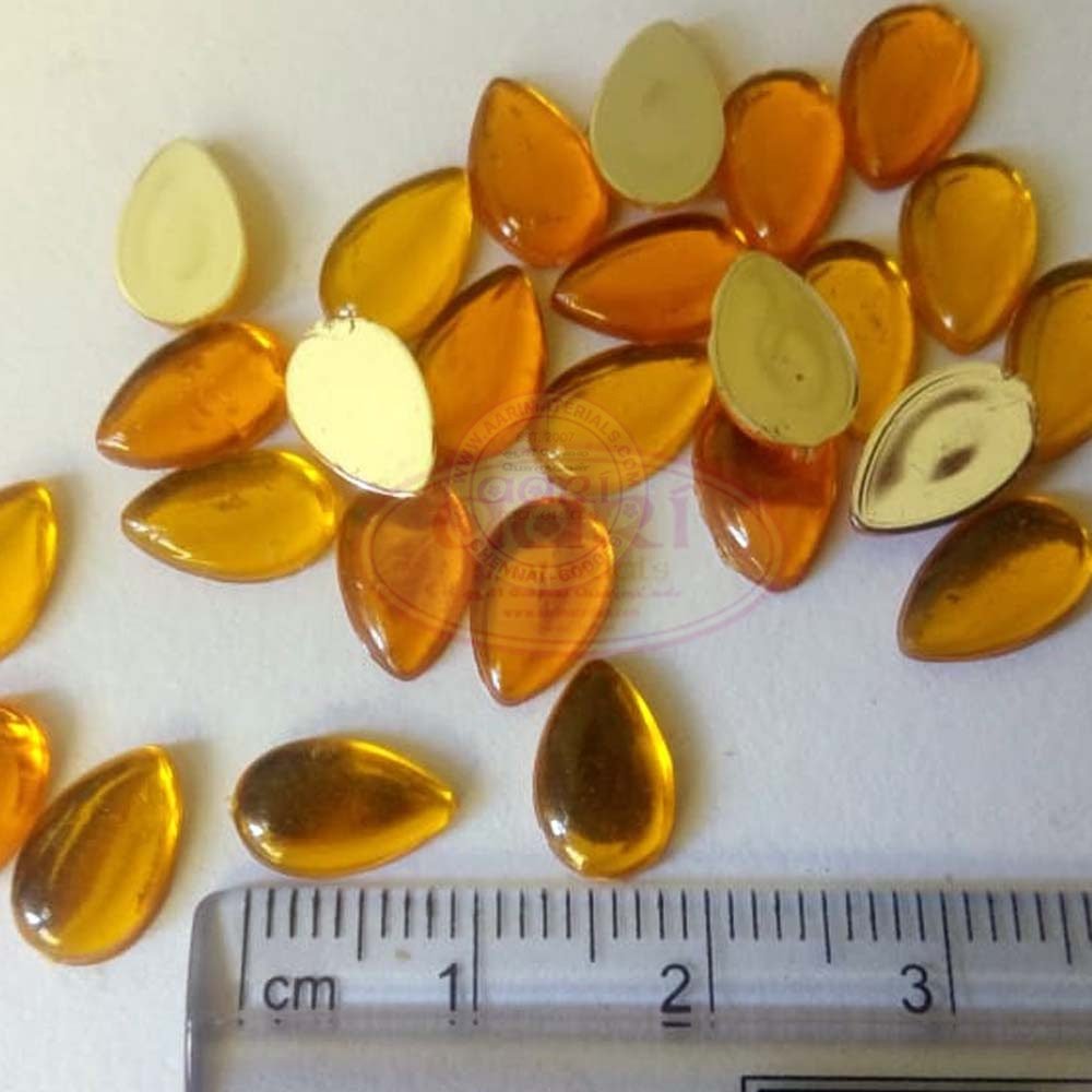 Kundan Stone Drop/Thilak Shape Smooth (10mm X 6mm) Color Orange (10grams)