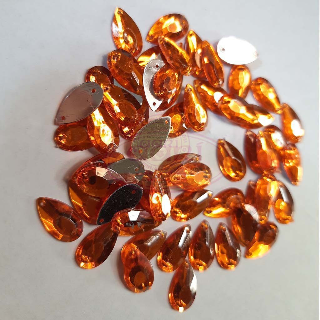 Kundan Stone Thilak Shape with Hole 16X9mm Color Orange (10grams)