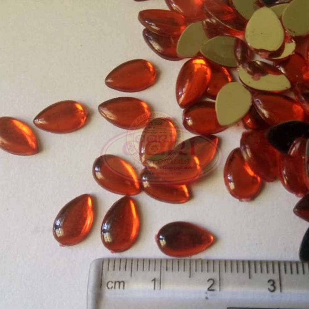 Kundan Stone Drop/Thilak Shape Smooth (10mm X 6mm) Color Red