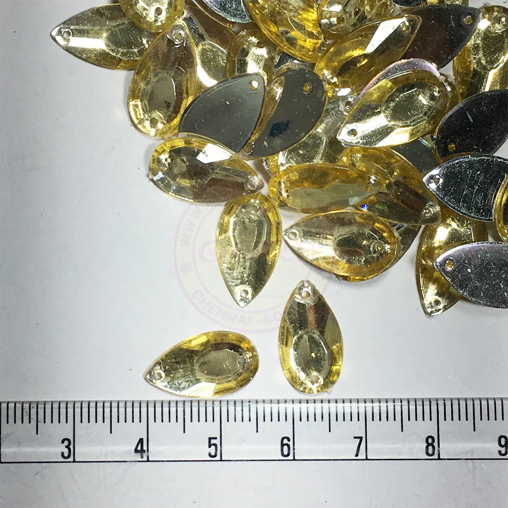 Kundan Stone Drop or Thilak Shape with Hole 16X9mm Color Gold (10grams)