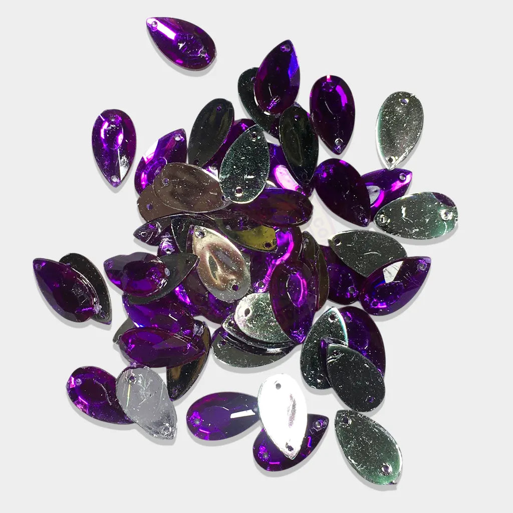 Kundan Stone Drop or Thilak Shape with Hole 16X9mm Color Violet (10grams)