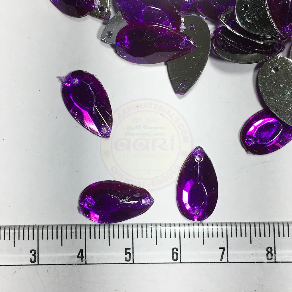Kundan Stone Drop or Thilak Shape with Hole 16X9mm Color Violet (10grams)
