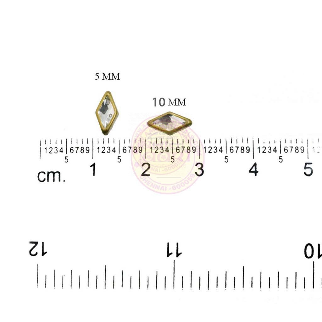 Kundan Stone Flat Back Framed Diamond Shape 8mmX5mm Color White (25grams)