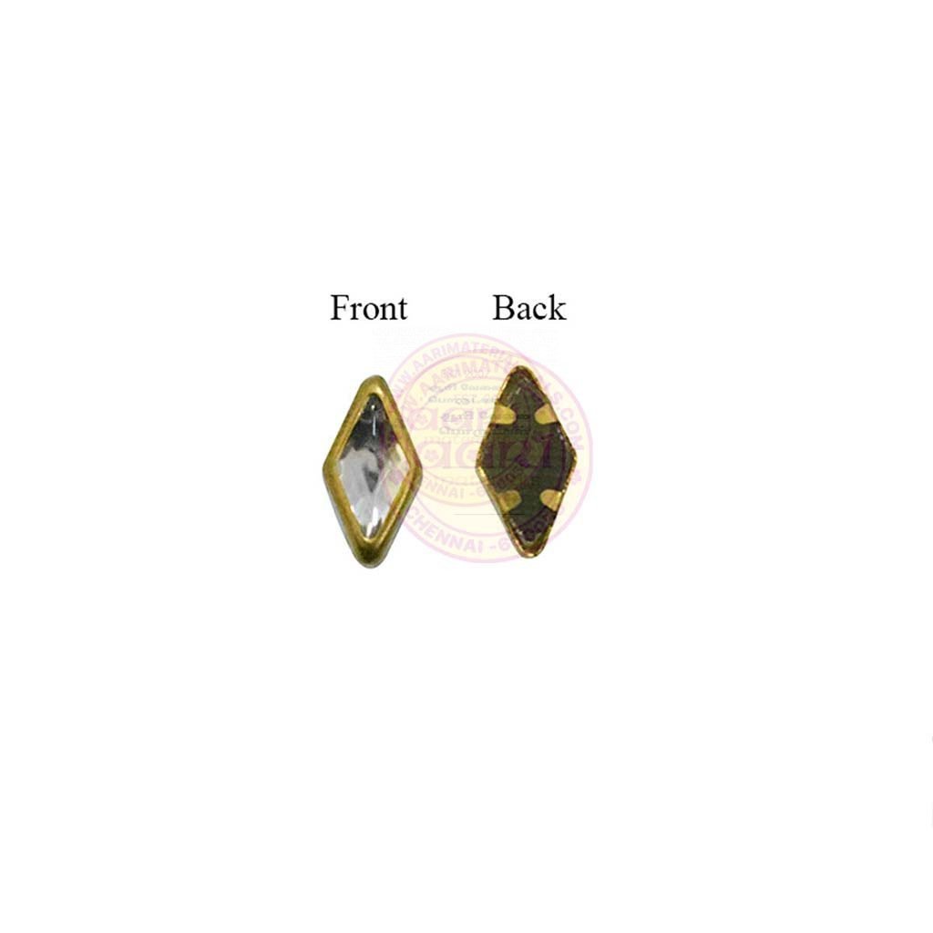 Kundan Stone Flat Back Framed Diamond Shape 8mmX5mm Color White (25grams)