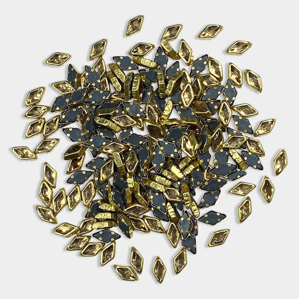 Kundan Stone Flat Back Framed Diamond Shape 8mmX5mm Color Gold (25grams)