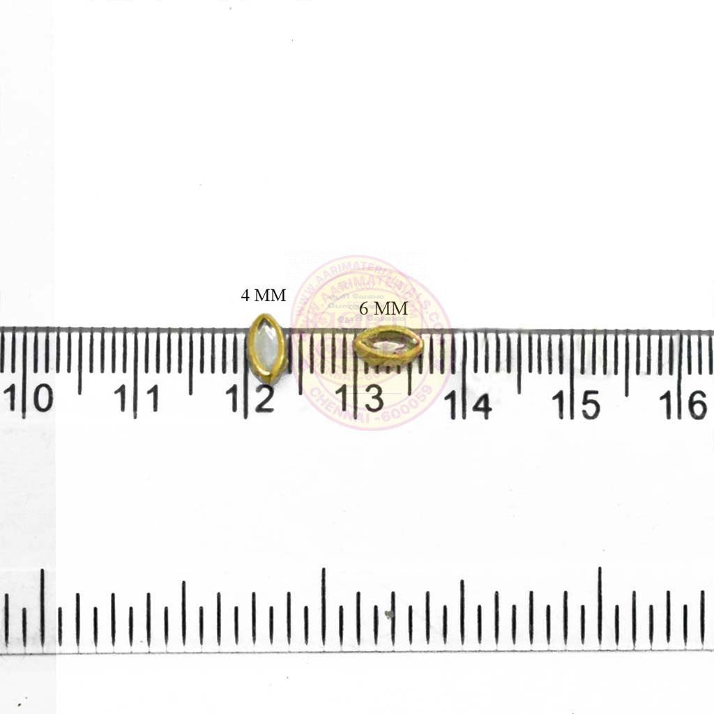 Kundan Stone Flat Back Framed Eye Shape 6mmX4mm Color Gold (25grams)