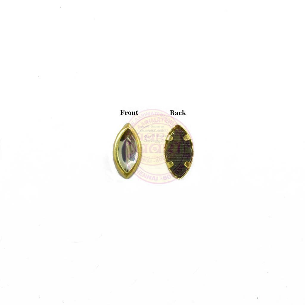 Kundan Stone Flat Back Framed Eye Shape 6mmX4mm Color White (25grams)