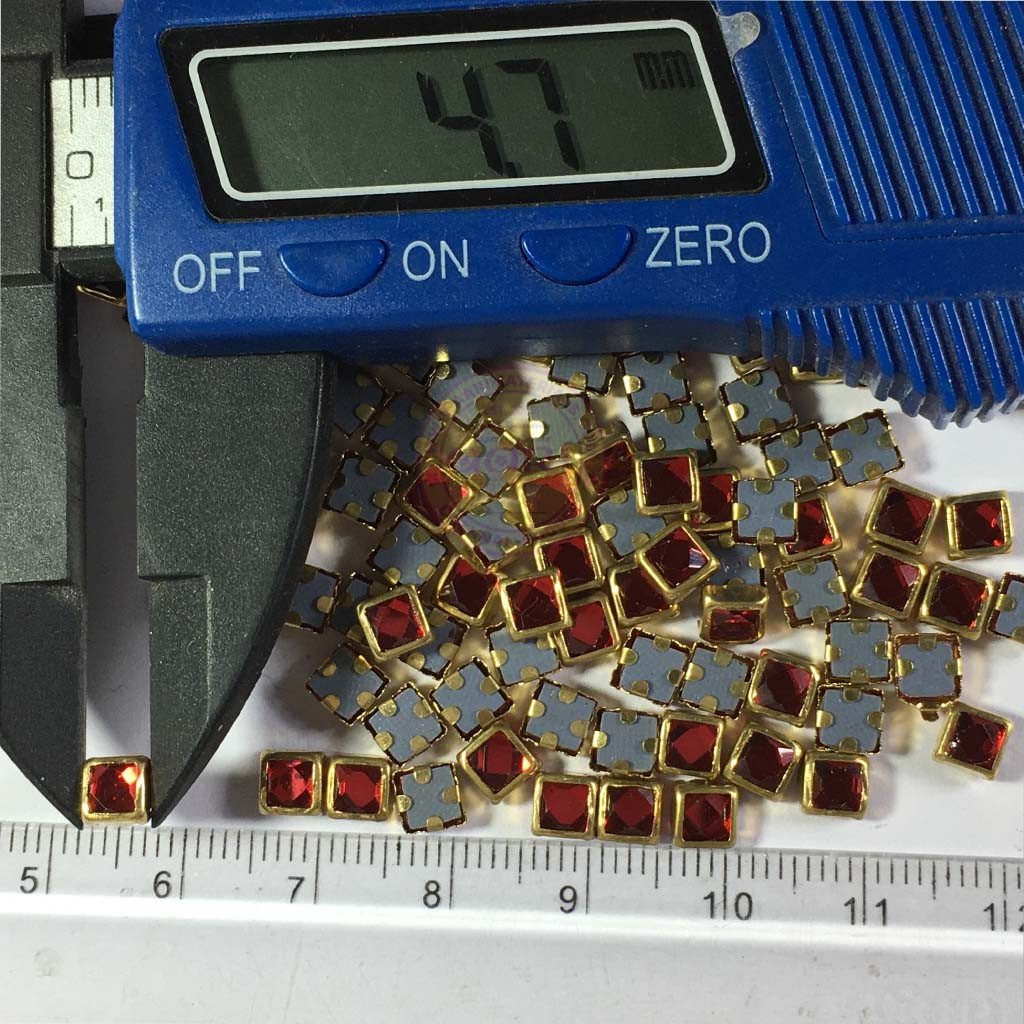 Glass Stone Flat Back Framed Square Shape 5MM 20grams Color Red