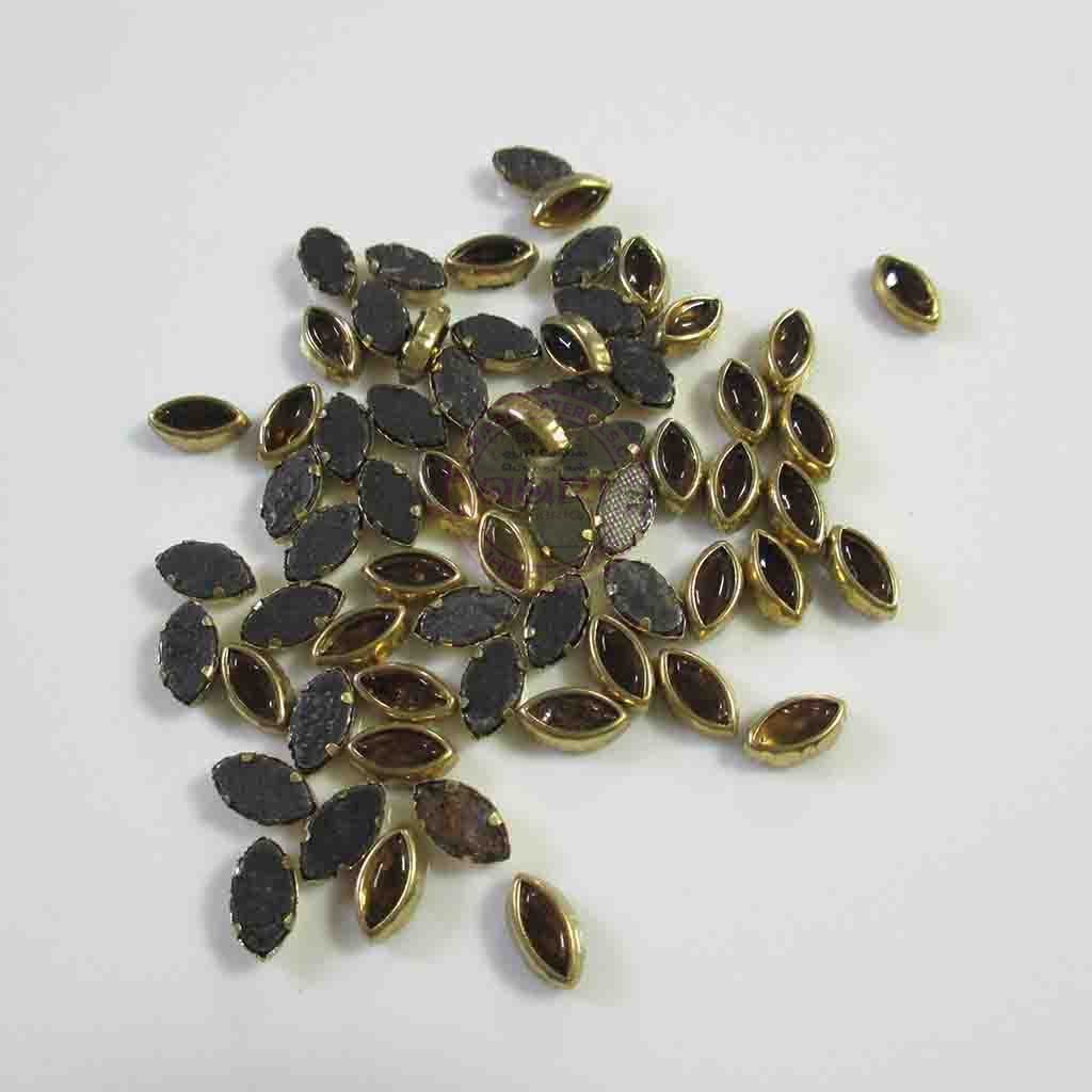 Kundan Stone Flat Back Framed Eye Shape 8mmX5mm Color Gold (25grams)