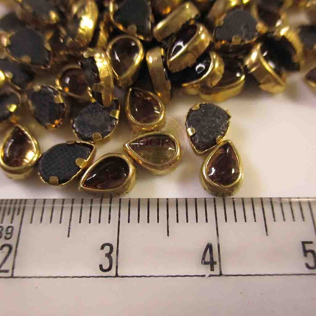 Kundan Stone Flat Back Framed Teardrop Shape 6mmX4mm Color Gold 25grams