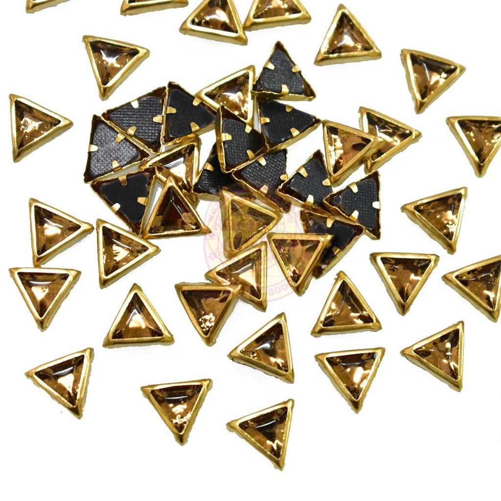 Kundan Stone Flat Back Framed Triangle Shape 7mm Color Gold (25grams)