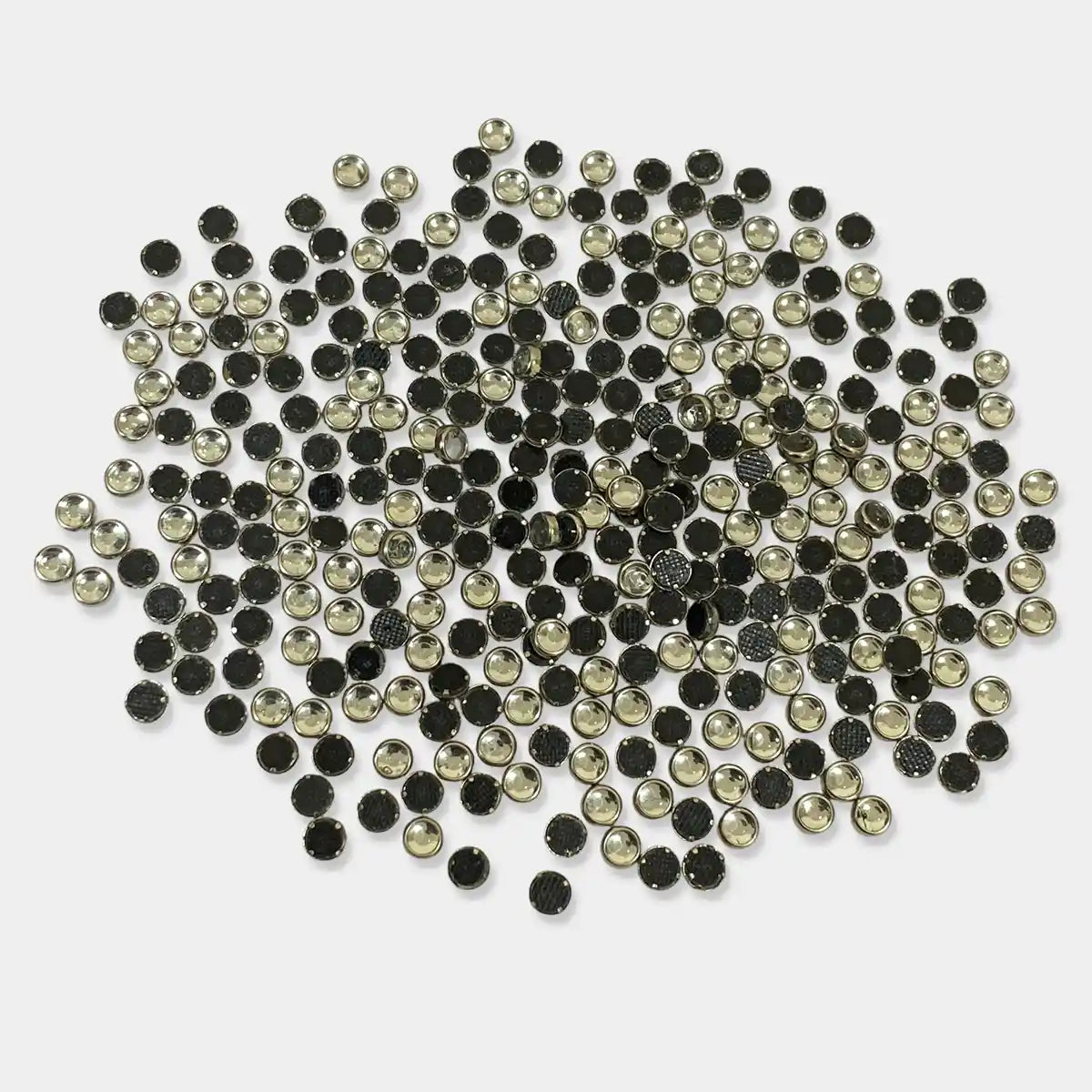 Kundan Stone Framed Round Shape 4mm White Color Silver Base (20grams)